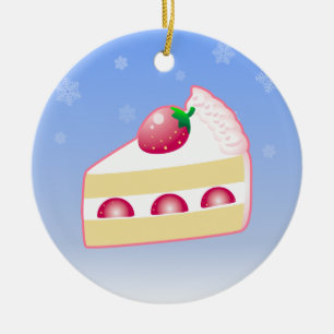 Ornement Rond En Céramique Gâteau de fraise de Noël