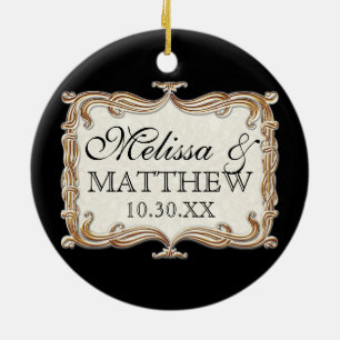 Ornement Rond En Céramique Gatsby Art Déco Nouveau dentelle Faux Gold Tulip