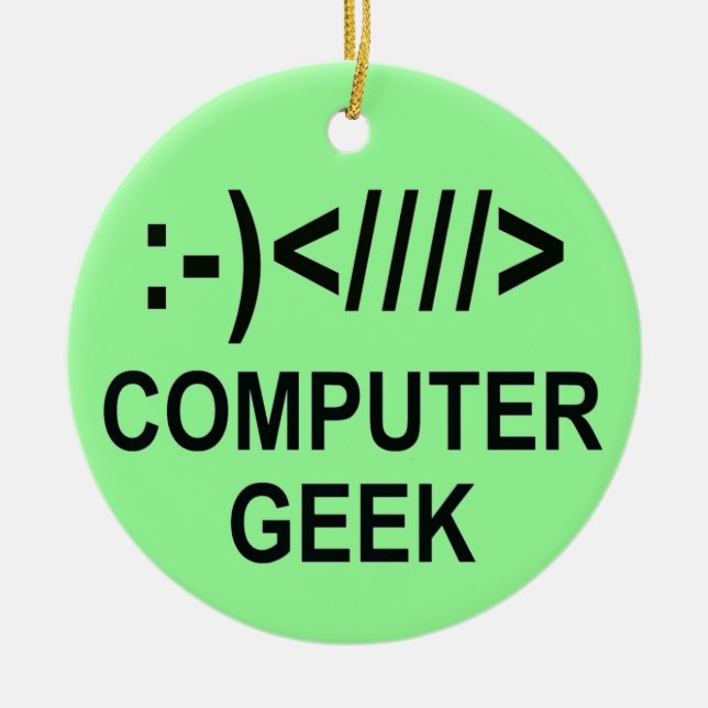 Ornement Rond En Céramique Geek informatique de Noël (Devant)