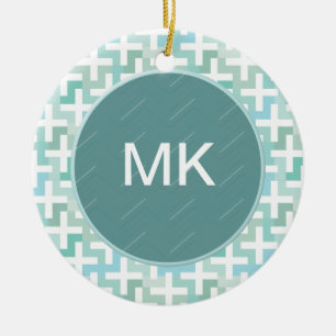 Ornement Rond En Céramique Géométrique vert de Seafoam