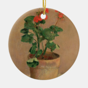 Ornement Rond En Céramique Géraniums dans un pot, c.1905 (huile sur la toile