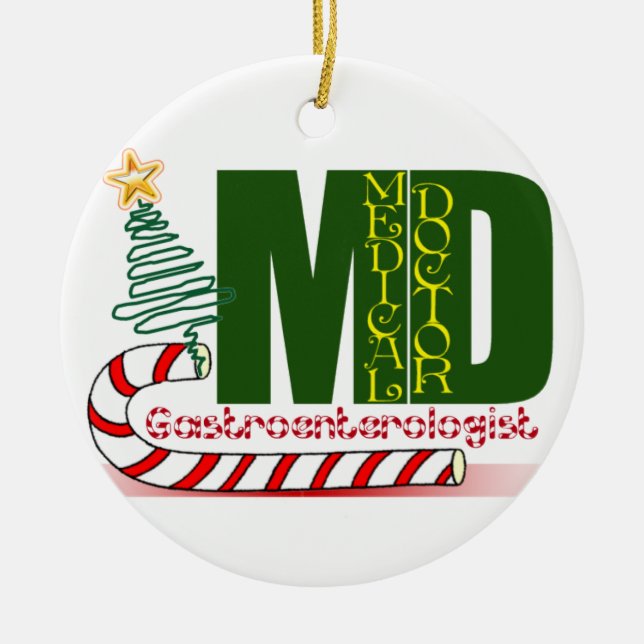 ORNEMENT ROND EN CÉRAMIQUE GI MD CHRISTMAS ORNAMENT GASTROENTEROLOGISTE MÉDEC (Devant)