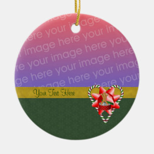 Ornement Rond En Céramique Gingerbread Sucre de canne de vacances Photo Ornam