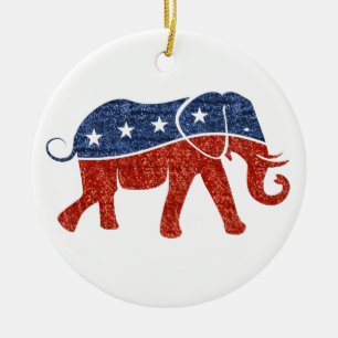 Ornement Rond En Céramique glitter republican elephant