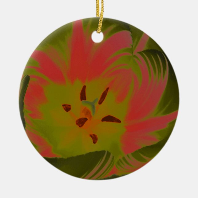 Ornement Rond En Céramique Gothique Gloomy Rouge Tulipe Personnalisé Annivers (Devant)