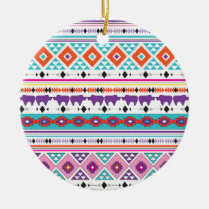Ornement Rond En Céramique Graphique motif tribal des éléphants Aztec