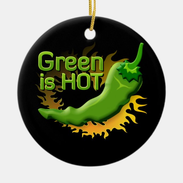 Ornement Rond En Céramique Green is HOT (Devant)