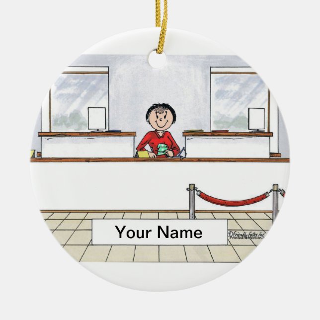 Ornement Rond En Céramique Guichetier - femelle (Devant)