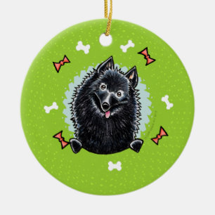 Ornement Rond En Céramique Guirlande de Noël de Schipperke