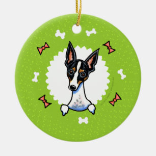 Ornement Rond En Céramique Guirlande de Noël d'os de Rat terrier