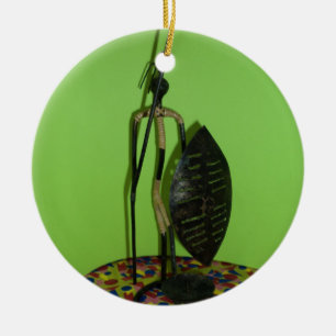 Ornement Rond En Céramique Hakuna Matata Kenya Maasai.JPG