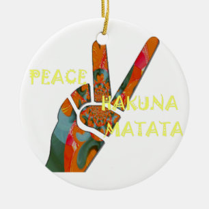 Ornement Rond En Céramique Hakuna Matata Paix