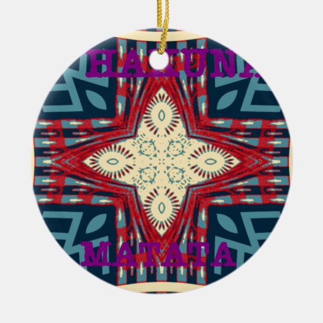 Ornement Rond En Céramique Hakuna Matata Texte Hope Art Abstrait Design d'imp (Devant)