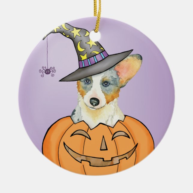 Ornement Rond En Céramique Halloween Cardigan Welsh Corgi (Devant)
