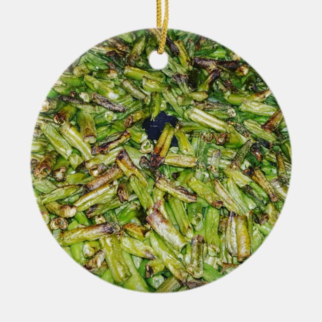 Ornement Rond En Céramique Haricots verts… (Devant)