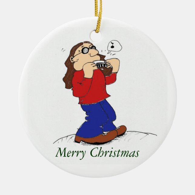 Ornement Rond En Céramique Harmonica Man Christmas Ornament (Devant)