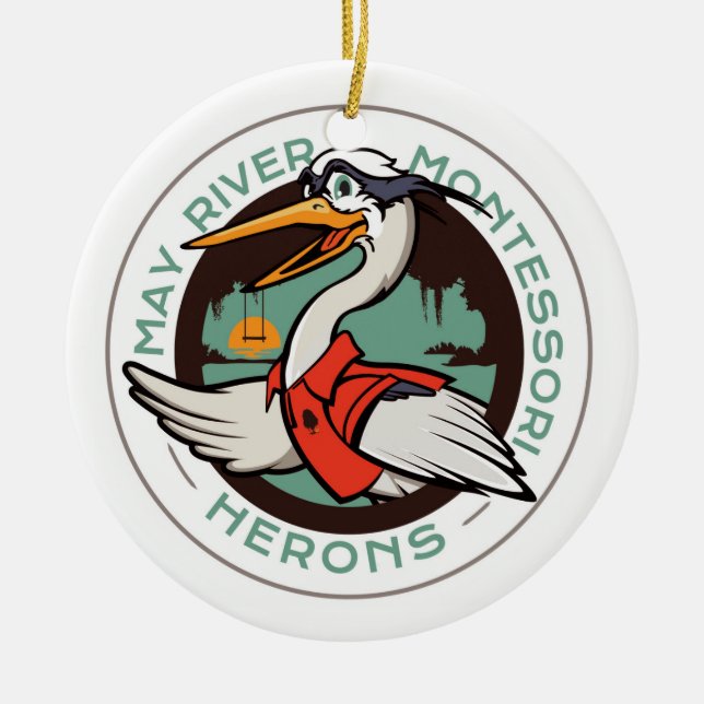 Ornement Rond En Céramique Harry l'ornement de vacances de héron (Devant)