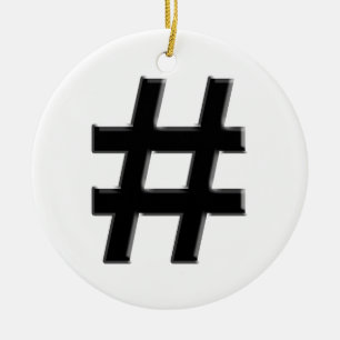 Ornement Rond En Céramique #HASHTAG - Symbole de balise de hachage