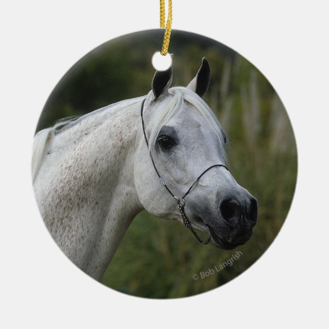 Ornement Rond En Céramique Headshot arabe 1 de cheval (Devant)