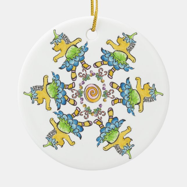 Ornement Rond En Céramique Hérissons de danse (Devant)