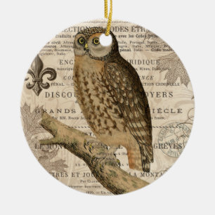 Ornement Rond En Céramique hibou vintage