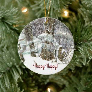 Ornement Rond En Céramique Hiver