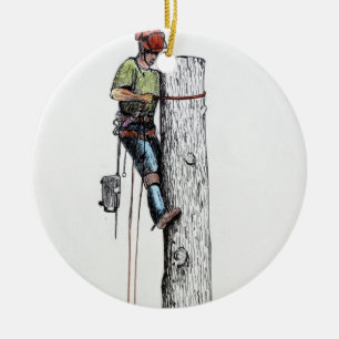 Ornement Rond En Céramique Hold on tight tree surgeon