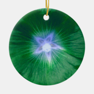 Ornement Rond En Céramique Hollyhock Flower Gorgeous Green Custom Anniversair