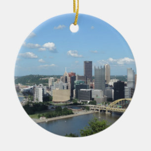 Ornement Rond En Céramique Horizon du centre de Pittsburgh d'antenne