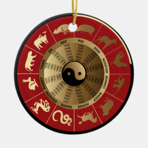 Ornement Rond En Céramique horoscope chinese zodiac