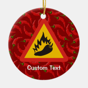 Ornement Rond En Céramique Hot pepper danger sign