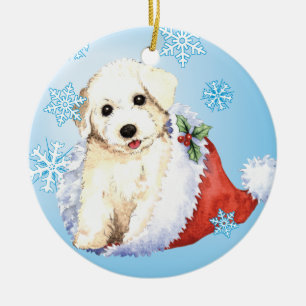 Ornement Rond En Céramique Howlidays heureux Bichon