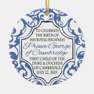 Ornement Rond En Céramique HRH Prince George Bleu/Blanc Défilé