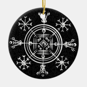 Ornement Rond En Céramique Hulinhjálmur - Norse Sigil d'Invisibilité