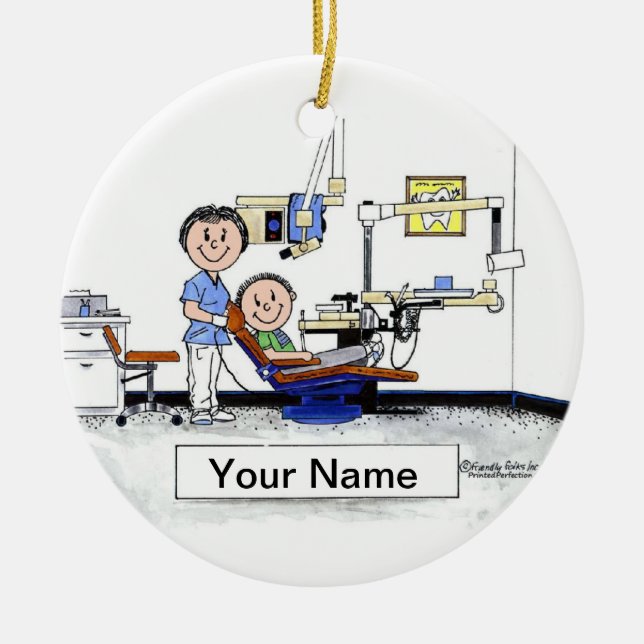 Ornement Rond En Céramique Hygiéniste dentaire - femelle (Devant)