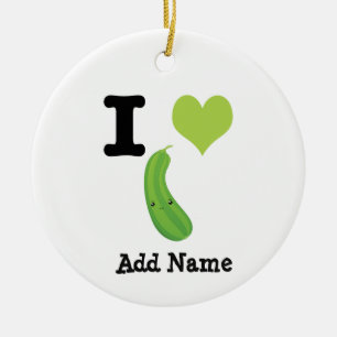 Ornement Rond En Céramique I Heart Zucchini Cute Kawaii Zucchini