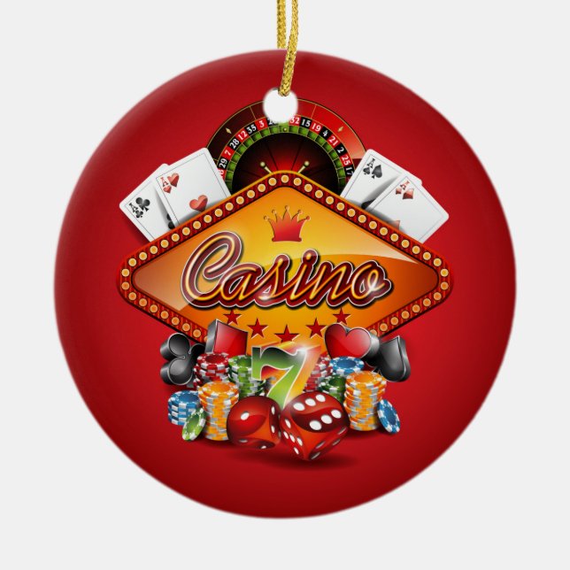 Ornement Rond En Céramique Illustration de casino avec les éléments de jeu (Devant)