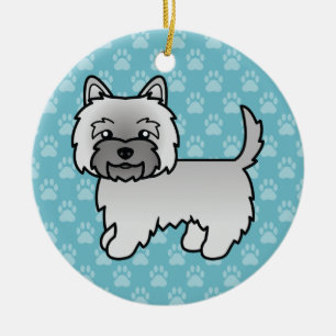 Ornement Rond En Céramique Illustration de chien de dessin animé Terrier Cair