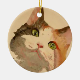 Ornement Rond En Céramique I'm All Ears: Calico Cat Portrait