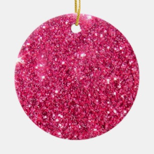 Ornement Rond En Céramique Impression de Parties scintillant rose-chaud