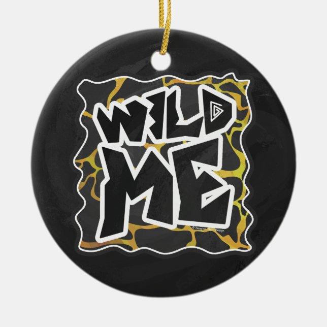 Ornement Rond En Céramique Impression girafe noir et jaune (Devant)