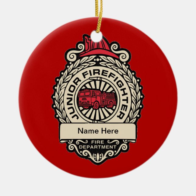 Ornement Rond En Céramique Insigne de pompier junior (Devant)