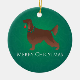 Ornement Rond En Céramique Irish Setter Chien Joyeux Noël Design