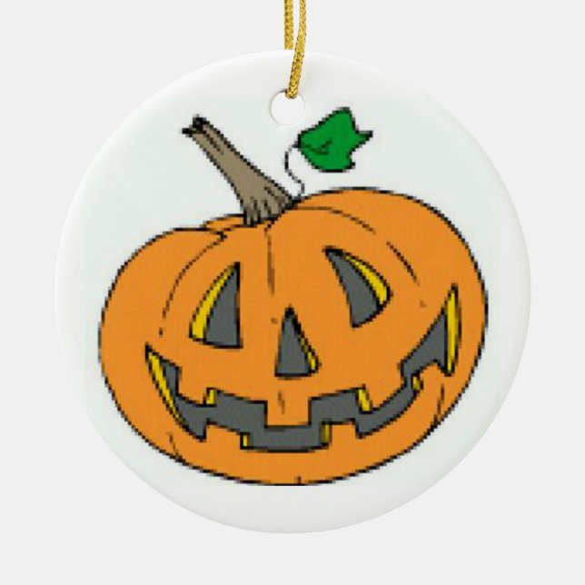 Ornement Rond En Céramique Jack-o-Lantern (Devant)