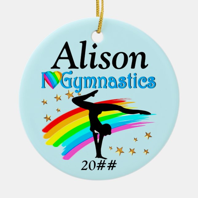 ORNEMENT ROND EN CÉRAMIQUE J'ADORE L'ORNAMENT PERSONNALISÉ DE LA GYMNASTIQUE (Devant)