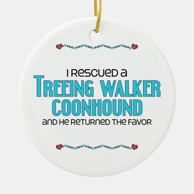 Ornement Rond En Céramique J'ai secouru un Coonhound de marcheur de Treeing (Devant)