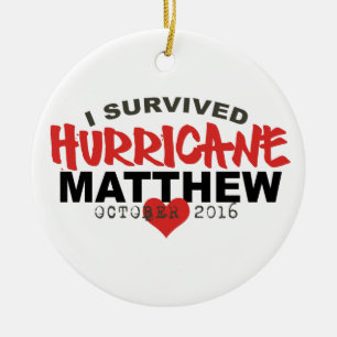 Ornement Rond En Céramique J'ai survécu ouragan Matthew en octobre 2016