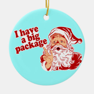 Ornement Rond En Céramique J'ai un grand paquet Père Noël