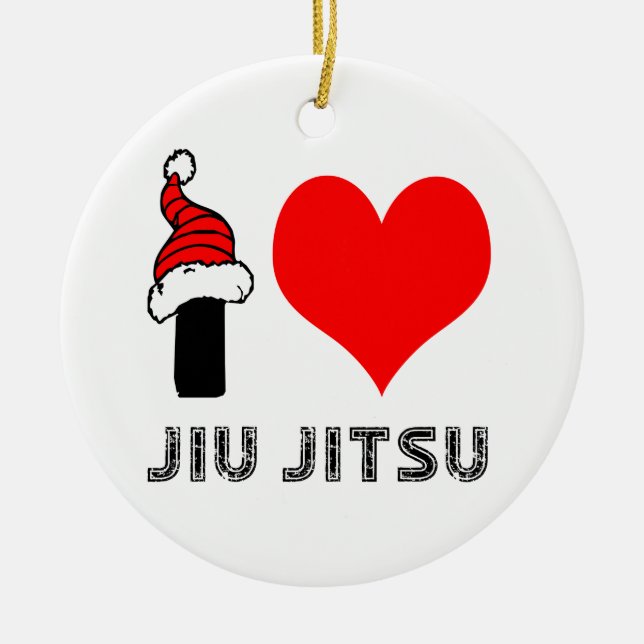 Ornement Rond En Céramique J'aime la conception de Jiu-Jitsu (Devant)