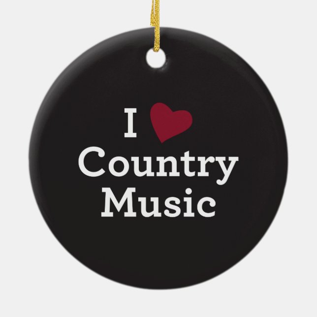 Ornement Rond En Céramique J'aime la musique country (Dos)